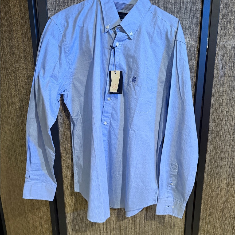 Cortefiel Size 44 Light Blue Men's Button-Down Dress Shirt‎ NEW